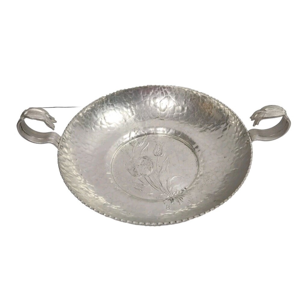 Hammered Aluminum Round Metal Tulip Bowl #67 Hand Wrought by Rodney Kent
